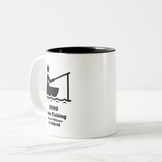 行退職した魚釣りミニマモダンリスト退職 ツートーンマグカップ (正面左)