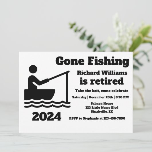 行退職した魚釣りミニマモダンリスト退職 招待状 (スタンド正面)