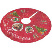 行進する 祭りの 赤いトナカイ３ 写真 ツリー スカート ブラッシュドポリエステルツリースカート (アングル)