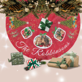 行進する 祭りの 赤いトナカイ３ 写真 ツリー スカート ブラッシュドポリエステルツリースカート