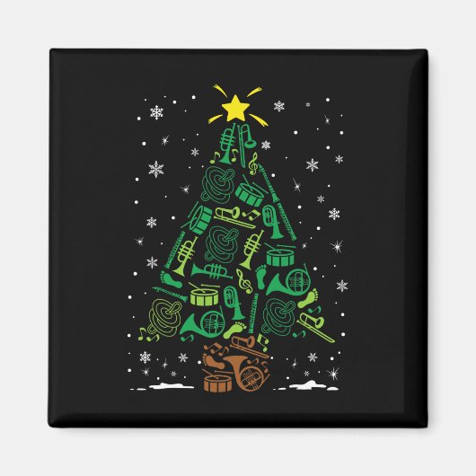 行進するNd楽器ファミリーマッチング クリスマスT マグネット (正面)