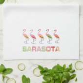行進のフラミンゴSarasota キッチンタオル (折り畳み)