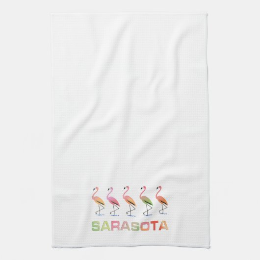 行進のフラミンゴSarasota キッチンタオル (縦)
