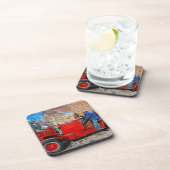 行進の旧式な普通消防車の抽象芸術の印象主義 コースター (右側)