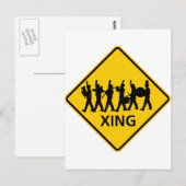 行進楽団が横断中サイン ポストカード (正面/裏面)