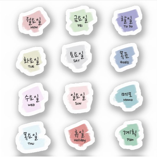 行頭文字の韓国語文字 シール (正面)