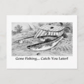 行魚釣りキャッチ後の人気があるデザイン ポストカード (正面)