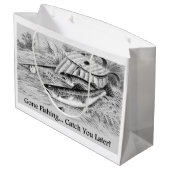 行魚釣りキャッチ後の人気があるデザイン ラージペーパーバッグ (裏面アングル)