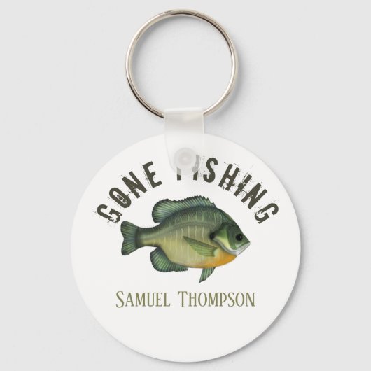 行魚釣りサンフィッシュモダンフィッシャーマンカワイイ キーホルダー (正面)
