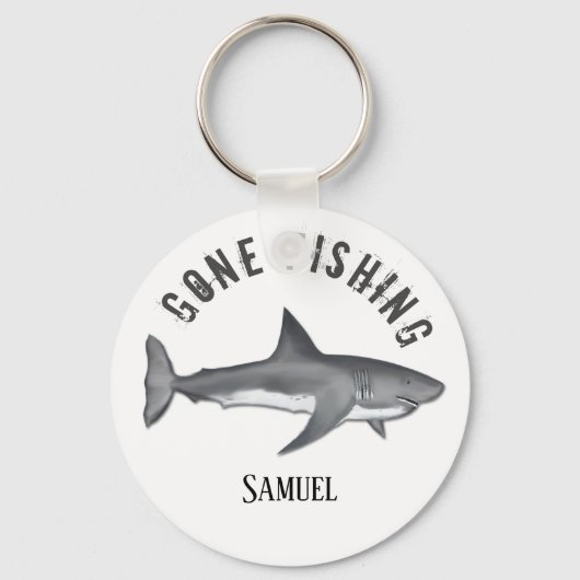 行魚釣りマグロ魚モダン漁師かわいい キーホルダー (正面)