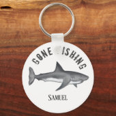 行魚釣りマグロ魚モダン漁師かわいい キーホルダー (正面)