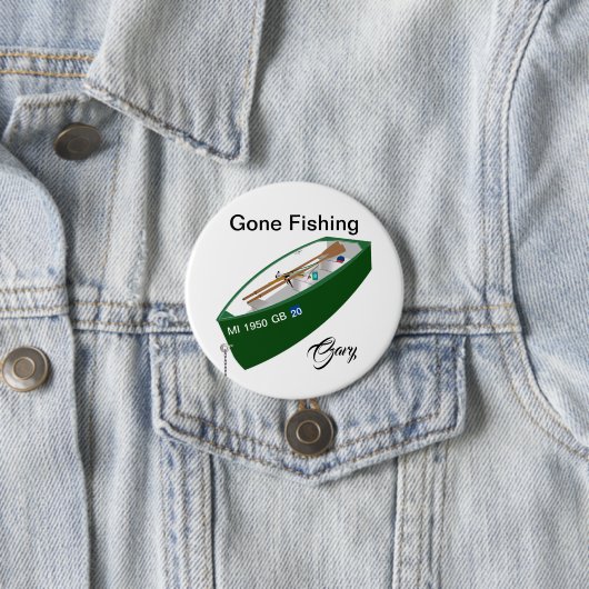 行魚釣り漁師魚釣りキャンプのボタンピン。 缶バッジ (インサイチュ)