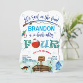 行魚釣り4歳の誕生日の小漁師 招待状 (スタンド正面)