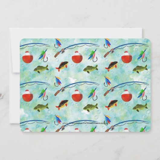 行魚釣り5th誕生日リトルフィッシャーマンフォト 招待状 (裏面)