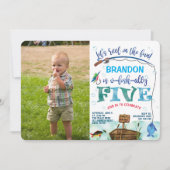 行魚釣り5th誕生日リトルフィッシャーマンフォト 招待状 (正面)