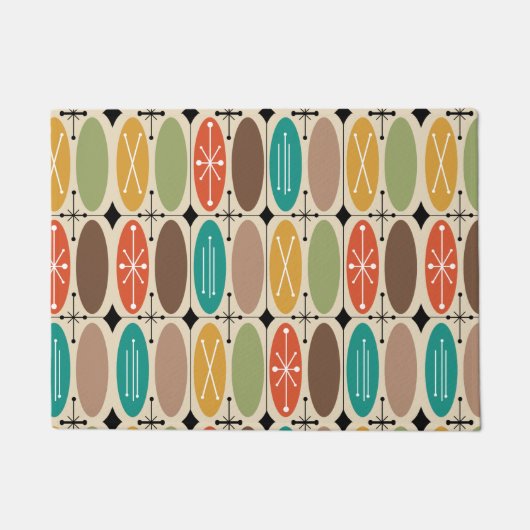 行2の原子時代のカラフル楕円 ドアマット (正面)