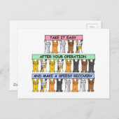 術後の回復,漫画の猫 ポストカード (正面/裏面)