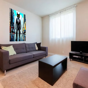 街でスーツを着た猫   AIアートポスター ポスター