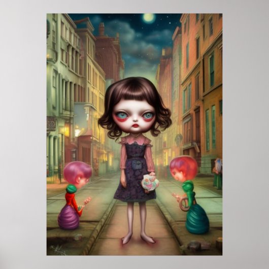 街で失ったかわいい悲しい少女 ポスター (正面)