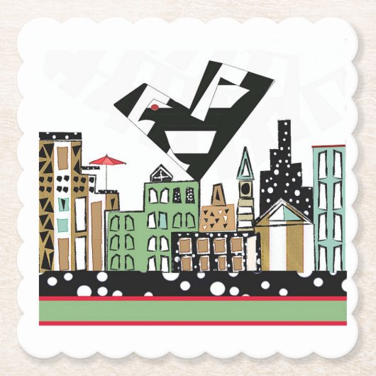 街で愛の鳥 ペーパーコースター (正面)