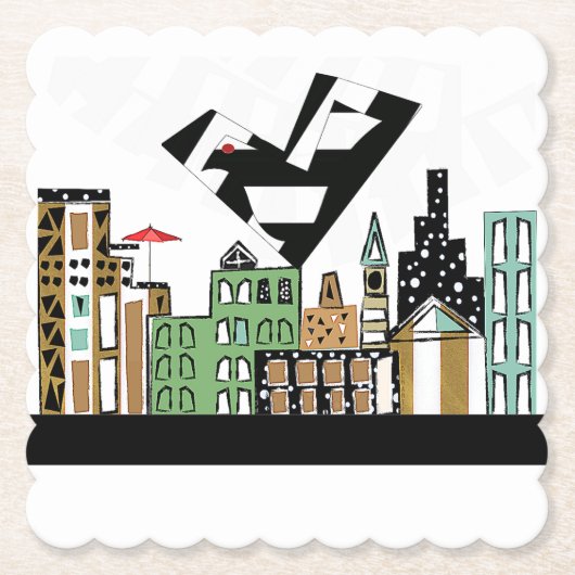 街で愛の鳥 ペーパーコースター (正面)