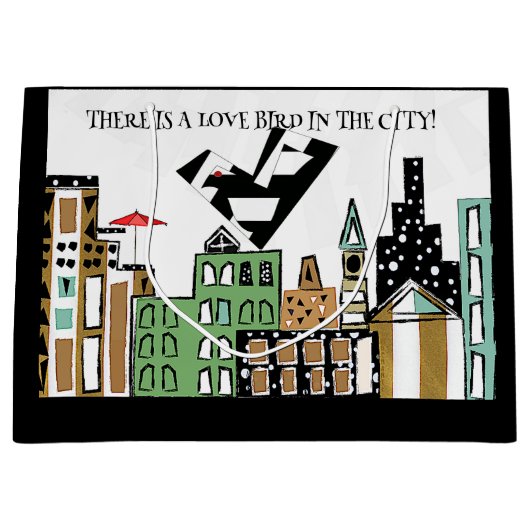 街で愛の鳥 ラージペーパーバッグ (正面)