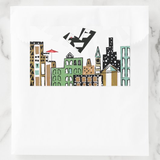 街で愛の鳥 長方形シール (バッグ)