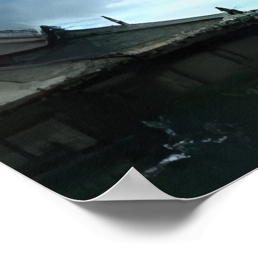 街と滝素晴らしは | AIアートポスター ポスター (角)