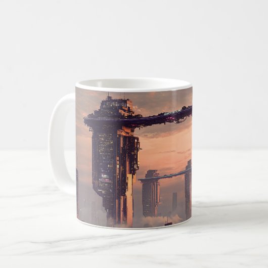 街の上の未来都市型巨大構造物 コーヒーマグカップ (正面左)