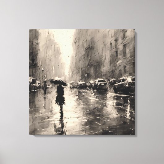 街の夏の雨 キャンバスプリント (正面)