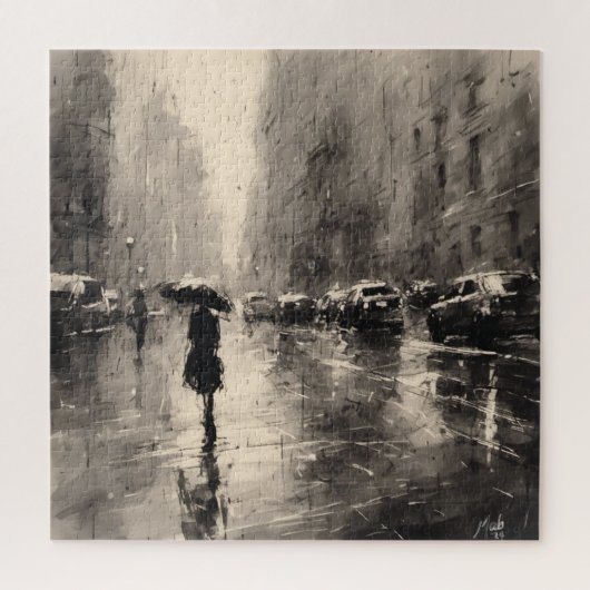 街の夏の雨 ジグソーパズル (縦)