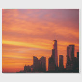 街の夕焼けのパノラマ写真 ラッピングペーパー (フラット)