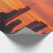 街の夕焼けのパノラマ写真 ラッピングペーパー (角)