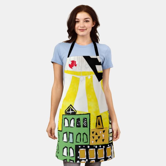 街の日差し エプロン (着用した状態)