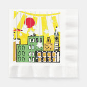 街の日差し 縁ありランチョンナプキン (正面)