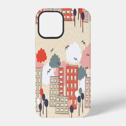 街の生活: シームレス パターン iPhoneケース (裏面)