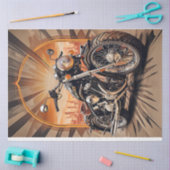 街の背景を持つバイク色ティッシュペーパー 薄葉紙 (クラフト)