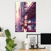 街の若い女性 | AIアートポスター ポスター (ホームオフィス)