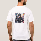 街の通りを歩くアニメ少年 - クールな都会のアニメキャラ Tシャツ (裏面)