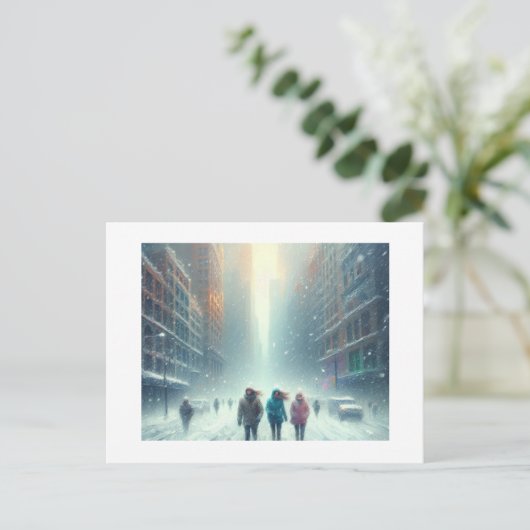 街の雪の中を歩き回りながら ポストカード (スタンド正面)