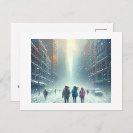 街の雪の中を歩き回りながら ポストカード (正面/裏面)