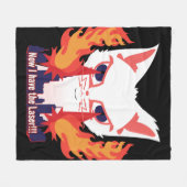 街を焼き払うレーザー眼を持つ猫 フリースブランケット (正面(横))