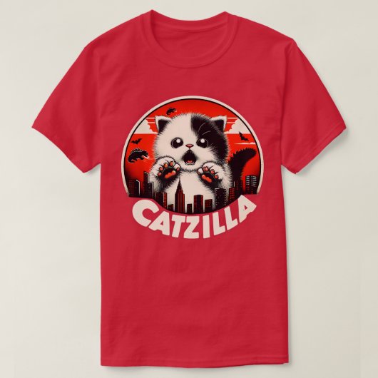 街を見下ろすカッツリラキュートなかわいい子猫 Tシャツ (デザイン正面)