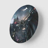 街を見渡すバットマン ラウンド壁時計 (傾斜)