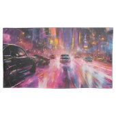 街並みの夜道鮮やか路 枕カバー (正面左)