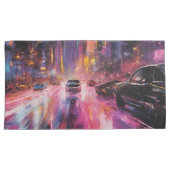 街並みの夜道鮮やか路 枕カバー (正面右)