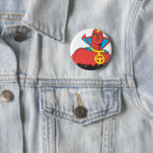 街並みの背後にある赤い竜巻 缶バッジ (インサイチュ)