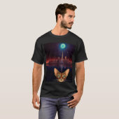 街並みを背景にしたアビシニアン猫 Tシャツ (正面フル)