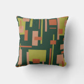 街並みミッドセンチュリーモダン抽象芸術コーラルグリーン クッション (裏面)