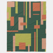 街並みミッドセンチュリーモダン抽象芸術コーラルグリーン フリースブランケット (正面)